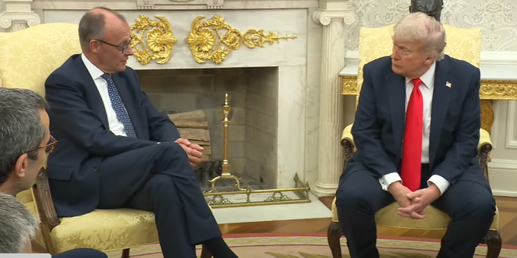 Зустріч Трампа з Мерцем: німецький лідер мовчав або говорив про Україну, американський — жартував і “штовхав” монологи