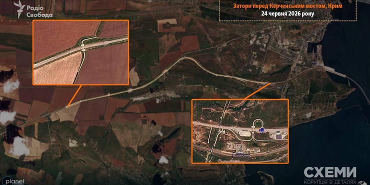 Росіяни тікають з Криму: опубліковані супутникові знімки заторів перед Керченським мостом